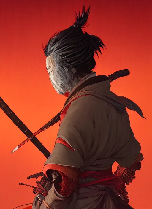 Prompt: highly detailed portrait of sekiro, stephen bliss, unreal engine, greg rutkowski, loish, rhads, beeple, makoto shinkai and lois van baarle, ilya kuvshinov, rossdraws, tom bagshaw, tom whalen, alphonse mucha, global illumination, god rays, detailed and intricate environment