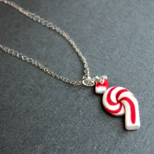 Image similar to candy cane necklace, photorealistic, beautiful, recursive