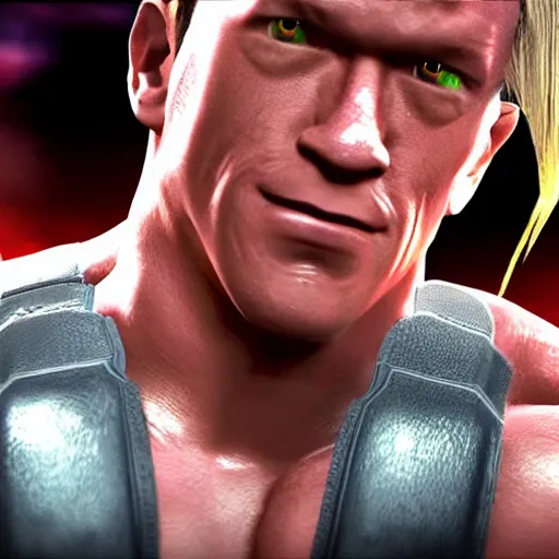 Prompt: John Cena as final fantasy Viii main character, high quality CG, game 3d cutscene FMV