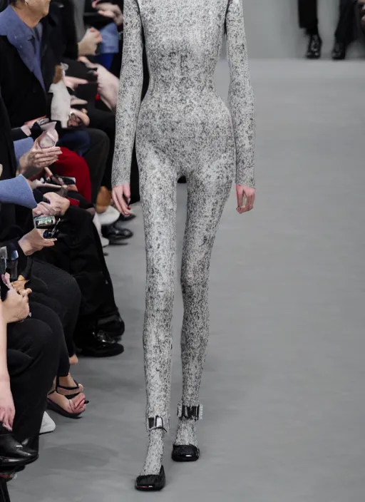Image similar to hyperrealistic and heavy detailed balenciaga runway show of slender man, leica sl 2 5 0 mm, vivid color, high quality, high textured, real life