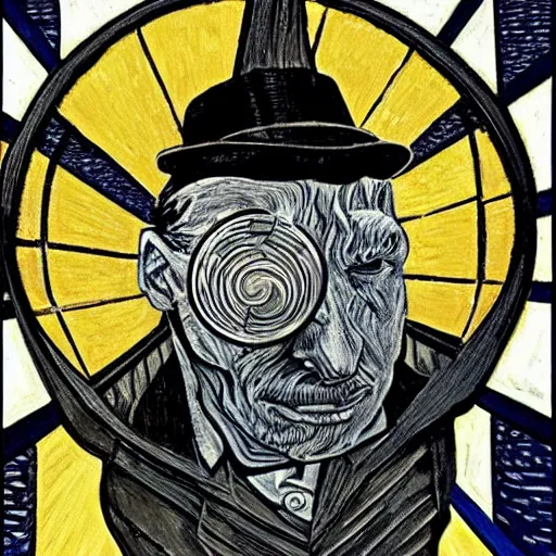 Prompt: portrait of doctor who, mash - up between mc escher and vincent van gogh