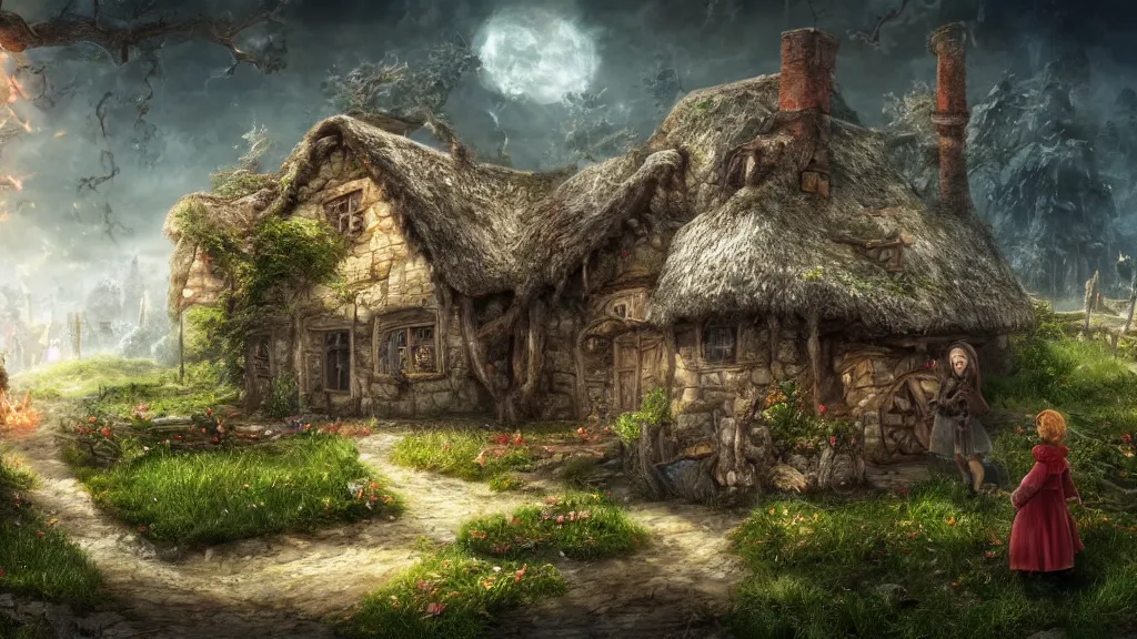 Prompt: hansel and gretel, fantasy artwork, very very very beautiful scenery, hd, hdr, ue5, ue6, unreal engine 5, cinematic 4k wallpaper, 8k, ultra detailed, high resolution, artstation, award winning