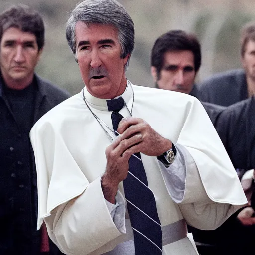 Prompt: randy mantooth is fighting the pope, angry faces, blood