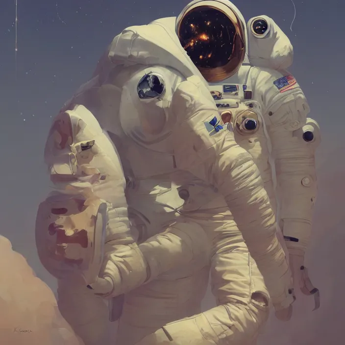 Image similar to a beautiful portrait painting of a astronaut by sergey kolesov and pascal blanche and greg rutkowski. in style of digital art. colorful comic, symmetry, hyper detailed. octane render. trending on artstation