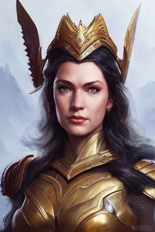 Image similar to amazon valkyrie athena, d & d, fantasy, portrait, highly detailed, headshot, digital painting, trending on artstation, concept art, sharp focus, illustration, art by artgerm and greg rutkowski and magali villeneuve