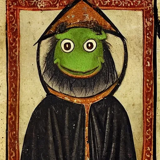 Image similar to medieval portrait of a muppet.