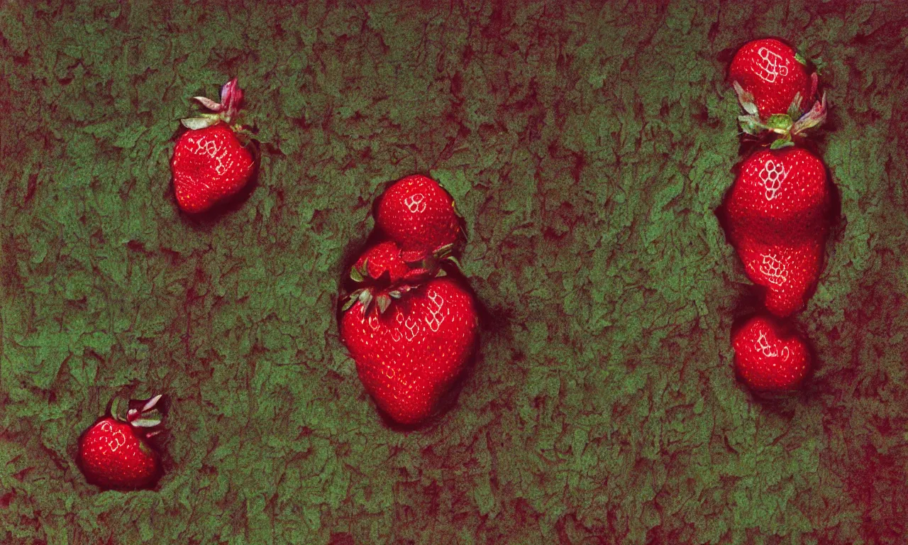 Image similar to a strawberry, body horror, by gerard brom, zdzisław beksinski and ansel adams technicolor photograph film still