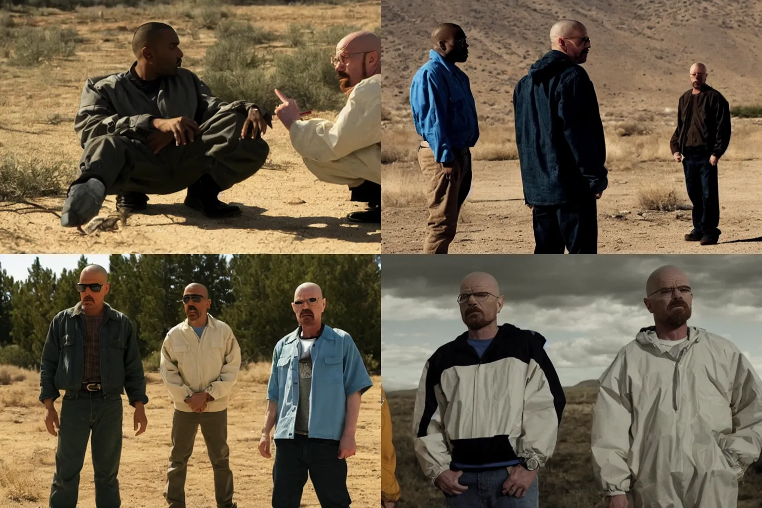 Prompt: Frank Ocean and Walter White having a really really epic scene in Breaking Bad Season 2