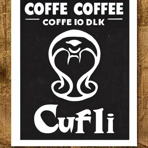 Image similar to Poster or sign for Cthulhu coffee, dark blend, course grind, cappuccino, latte