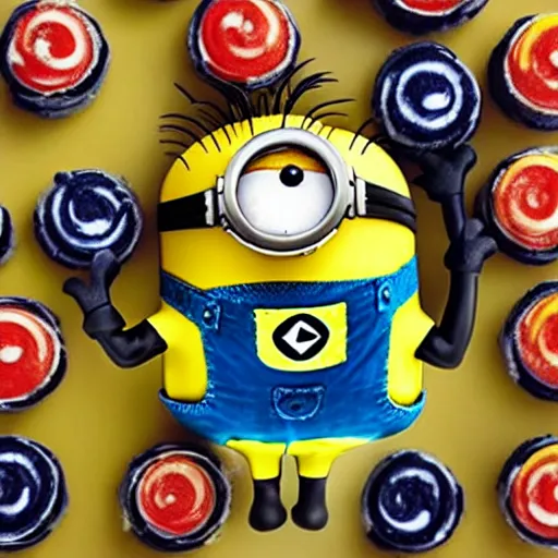 Prompt: A Minion made from candy