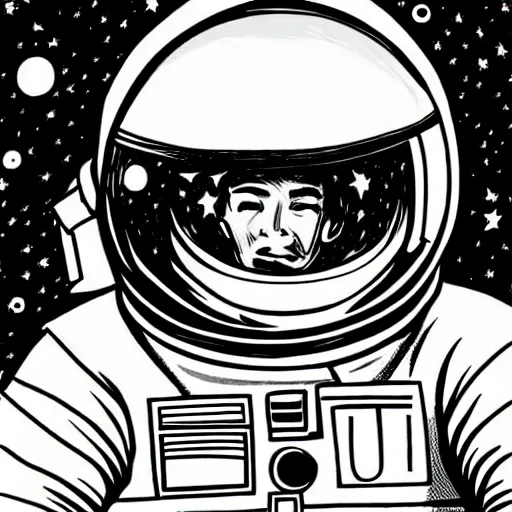 Image similar to astronaut drifting in space staring back at the earth in the style of mcbess