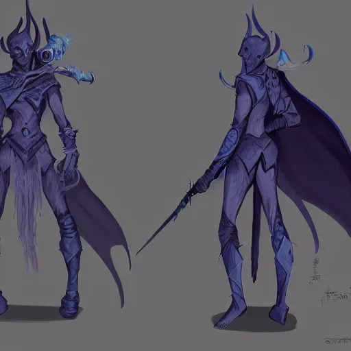 Prompt: D&D character concept art of a cloaked tiefling, tiefling rogue, blue skin color with short horns and a devil tail, fighting pose of a Rogue holding daggers, black cloak hidden in shadows, full body pose, soft colors, fantasy, intricate, elegant, highly detailed, digital painting, artstation, concept art, smooth, sharp focus, illustration, wide angle shot, full body visible, art by artgerm and H R Giger and alphonse mucha