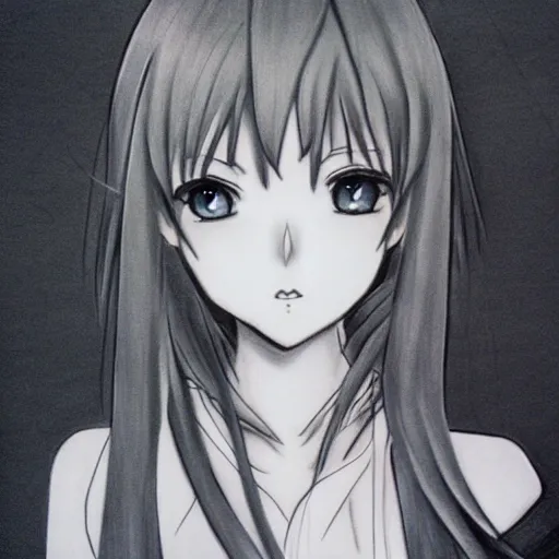 Image similar to anime girl sketch, 2d, pencil on paper, photorealistic