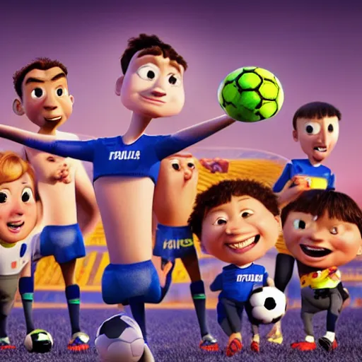 Prompt: a football match in the style of pixar