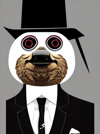 Image similar to portrait of anthropomorphic sloth in formalwear : : debonair, gq, noir, fashion, style : : digital art, concept art, digital illustration, photorealism, hyperreal