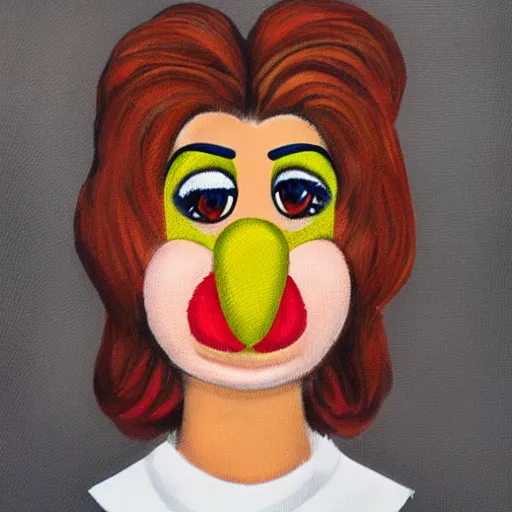 Prompt: female portrait, muppet