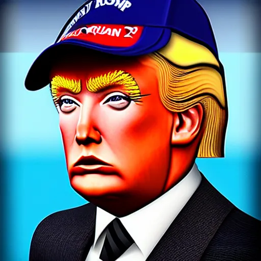 Image similar to donald trump drag queen, RPG portrait, dynamic lighting, fantasy art, High contrast, depth of field