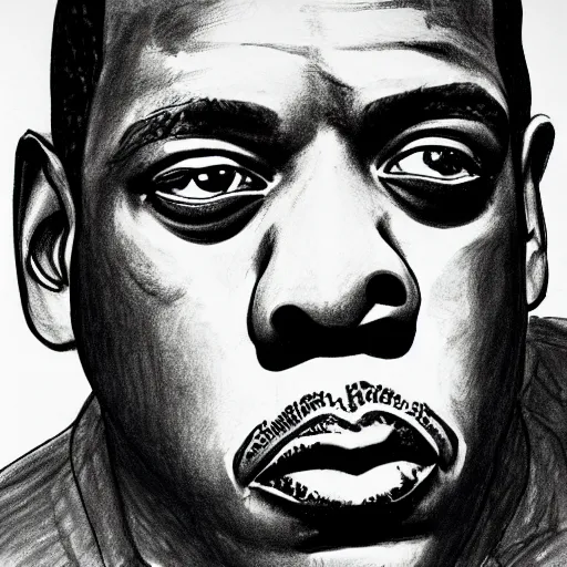 Image similar to jayz, dark ink sketch