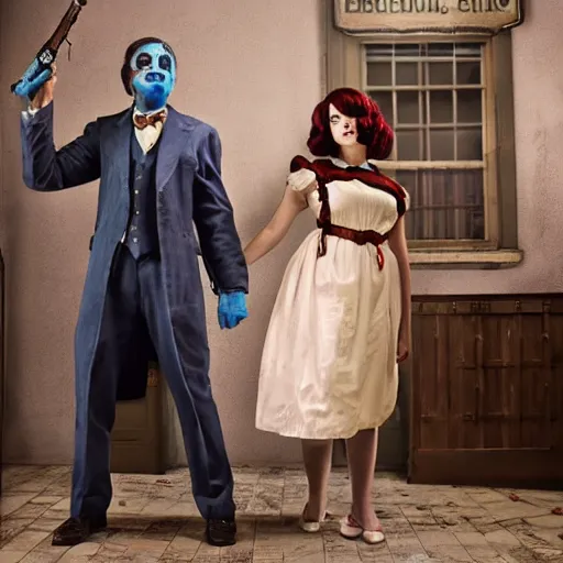 Prompt: The characters from the game Bioshock Infinite in real life, award-winning photo, very sharp and detailed-n 6