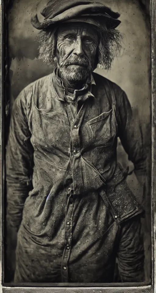 Image similar to a highly detailed digital collodion photograph, a portrait of a shipwright