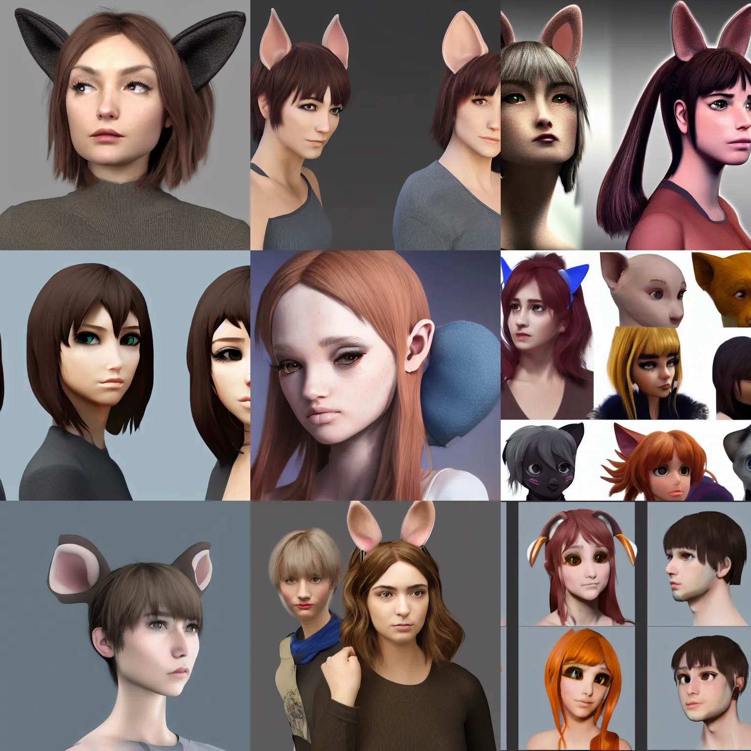 Prompt: human characters with animal ears, 4k, sharp focus, photorealistic