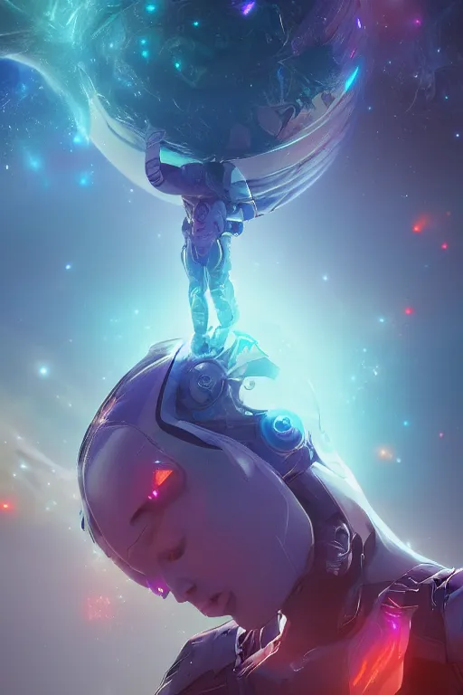 Prompt: letting go of reality and experiencing the quantum feild, matte painting comic book art, cinematic, highly detailed, realistic, beautiful cosmic neural network, octane render, unreal engine, depth of field, trending on artstation, sharp focus, improbable splashes of colors
