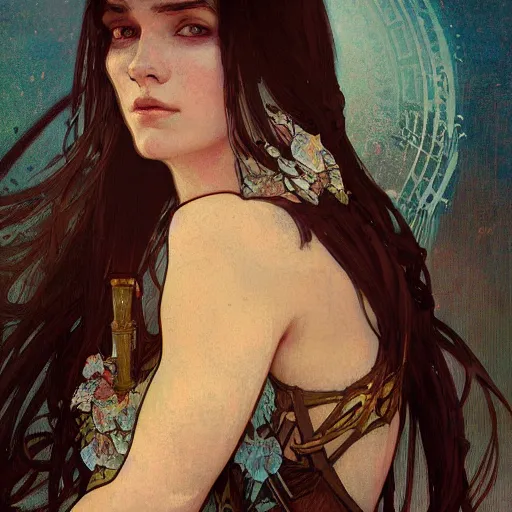 Image similar to a Portrait illustration of Malenia Blade of Miquella by greg rutkowski and alphonse mucha,In style of digital art.hyper detailed,smooth, sharp focus,trending on artstation