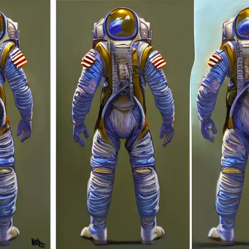 Image similar to Character front and back view of Astronaut by Donato Giancola, Trending on artstation and pixiv