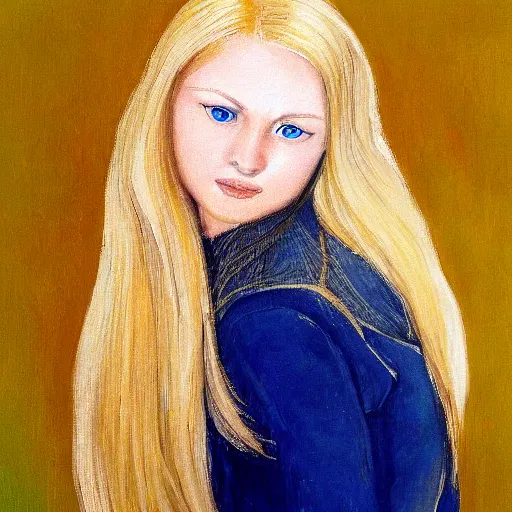 Image similar to woman with long blonde hair and blue eyes by stanley artgem lau