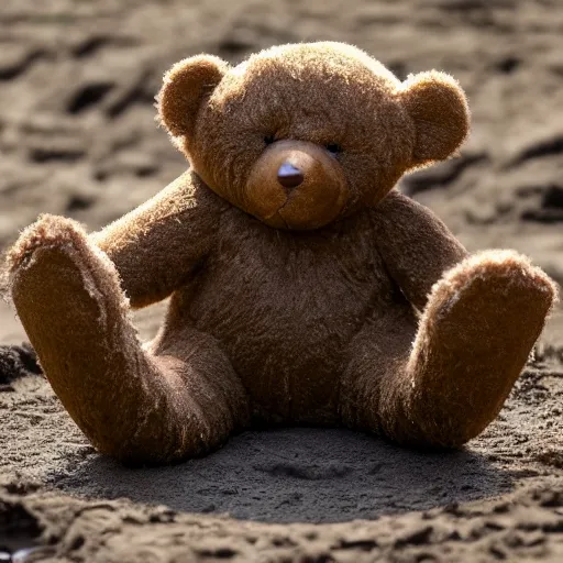 Image similar to Teddy Bear made of slime, inviting clay mud, slick and slimy, warm and yielding