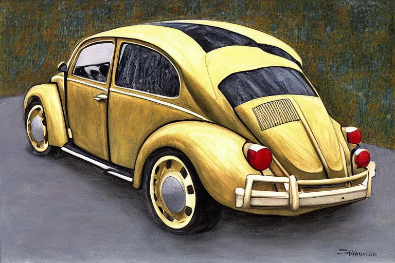 Image similar to gustav klimt vw beetle