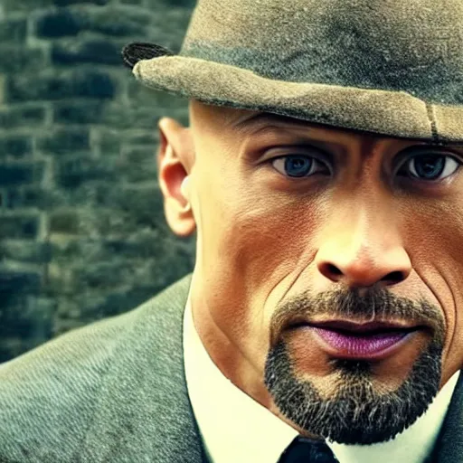 Image similar to Dwayne Johnson in Peaky Blinders very detail 4K quality super realistic