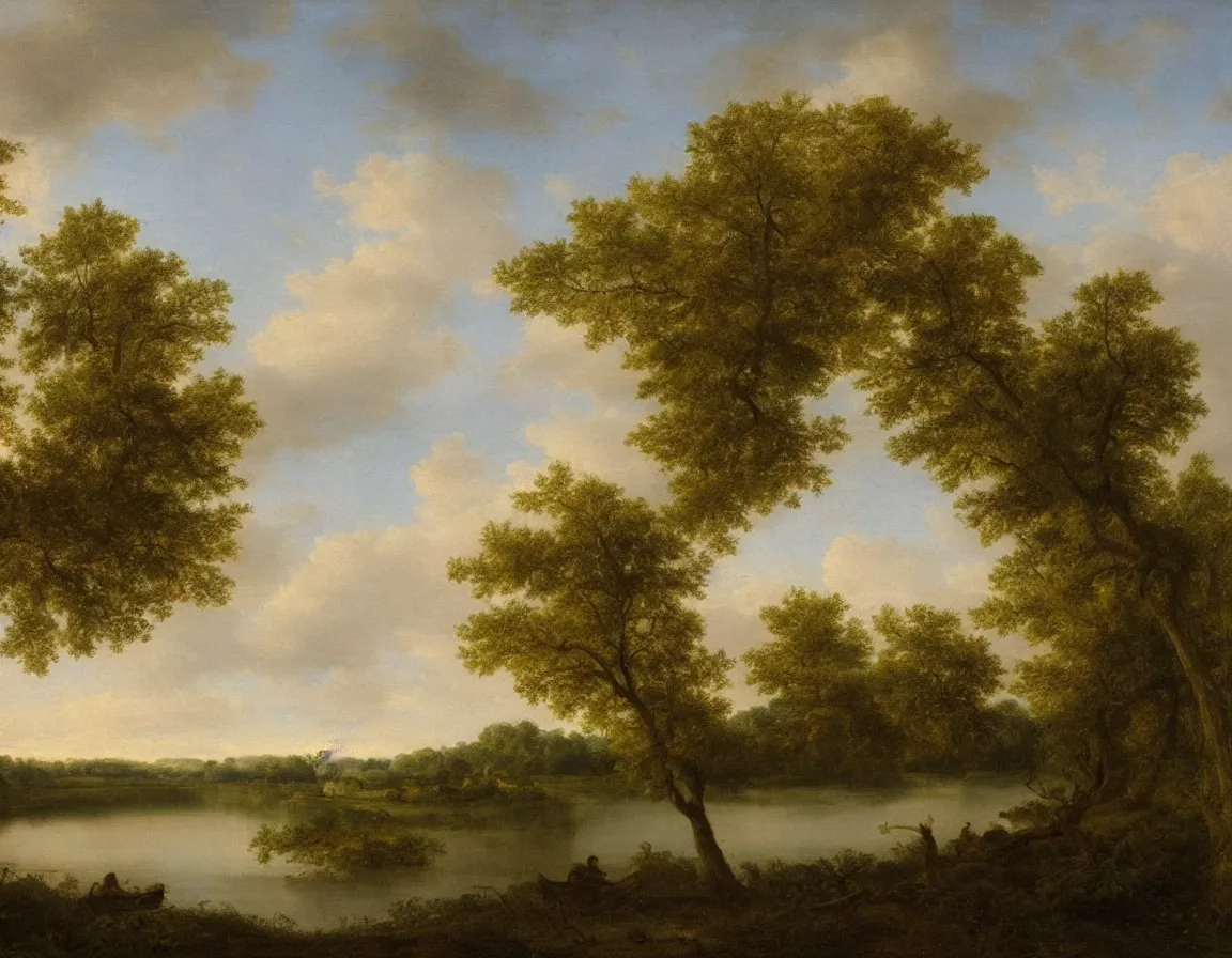 Prompt: the biesbosch, the netherlands in the style of hudson river school of art, oil on canvas