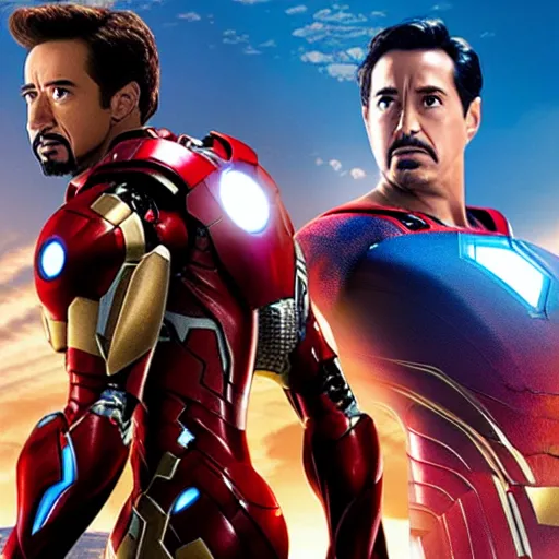 Prompt: Iron Man meet Superman in the sky 4K detail
