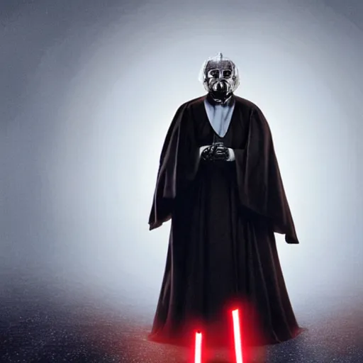 Image similar to mr. bean as darth sidious in star wars, film still, cinematic lighting, detailed