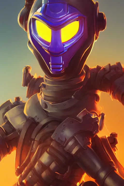 Image similar to epic mask helmet robot ninja portrait stylized as fornite style game design fanart by concept artist gervasio canda, behance hd by jesper ejsing, by rhads, makoto shinkai and lois van baarle, ilya kuvshinov, rossdraws global illumination radiating a glowing aura global illumination ray tracing hdr render in unreal engine 5