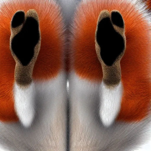 Image similar to digital art, underside of a fox paw, fluffy feet, toe beans, anatomically correct vulpine, 4 k