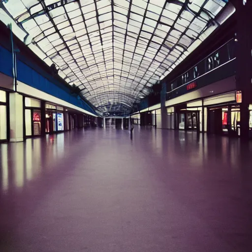 Image similar to empty mall, liminal space, shot on a low quality camera from early 2 0 0 0 s