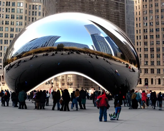 Image similar to the bean in chicago but it's a portal to space