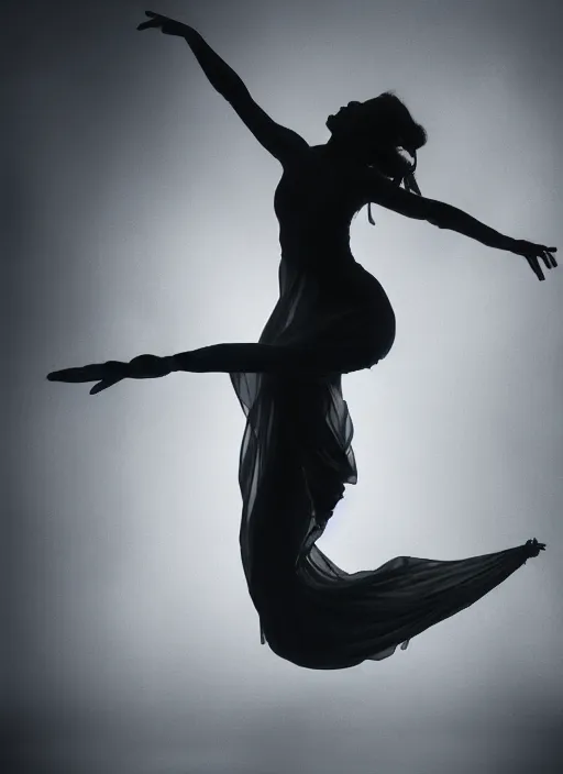 Image similar to a Photorealistic dramatic hyperrealistic render of a beautiful Female smoke dancer by Ken Brower and Deborah Ory of NYC Dance project,Lois Greenfield,Flowing cloth and smoke,Beautiful dynamic dramatic dark moody lighting,volumetric,shadows,cinematic atmosphere,Octane render,8K