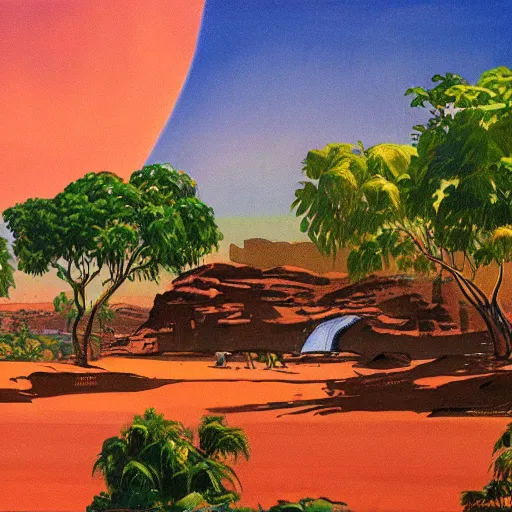 Prompt: The City of Darwin, Northern Territory, landscape concept art painting by Frank Miller