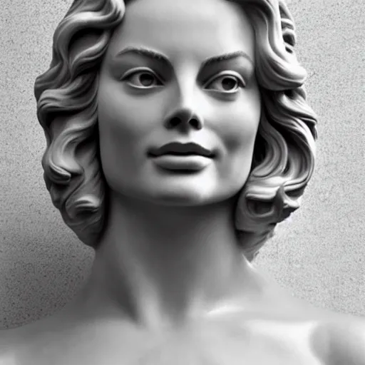 Image similar to margot robbie as a marble statue, female beauty