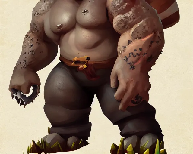 Image similar to sea of thieves character portrait concept art for a huge hulking muscular anthropomorphic alligator man with a humanoid body, cgsociety, trending on artstation, rare ltd,