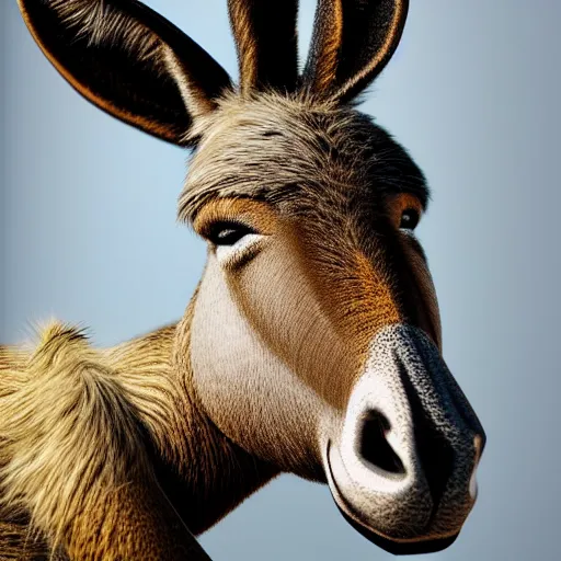 Image similar to a donkey in the style of pamela anderson, very detailed, 4 k, photorealistic