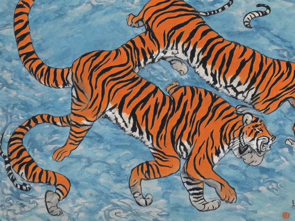 Prompt: Comet coming back as a tiger. Korean painting.