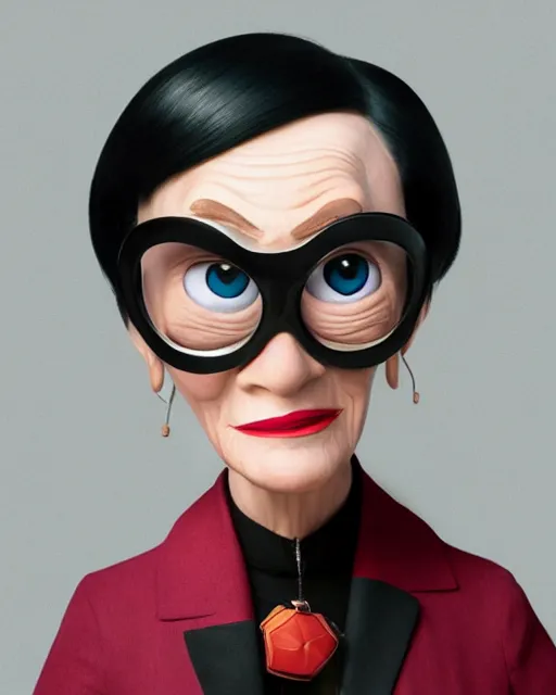 Image similar to candid portrait of Edna from pixar incredibles, highly detailed, editorial photography, sharp focus, by Annie Leibowitz