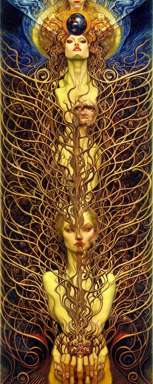 Image similar to Divine Chaos Engine by Karol Bak, Jean Delville, William Blake, Gustav Klimt, and Vincent Van Gogh, symbolist, visionary