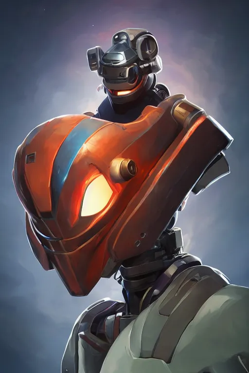 Image similar to epic mask helmet robot ninja portrait stylized as fornite style game design fanart by concept artist gervasio canda, behance hd by jesper ejsing, by rhads, makoto shinkai and lois van baarle, ilya kuvshinov, rossdraws global illumination radiating a glowing aura global illumination ray tracing hdr render in unreal engine 5