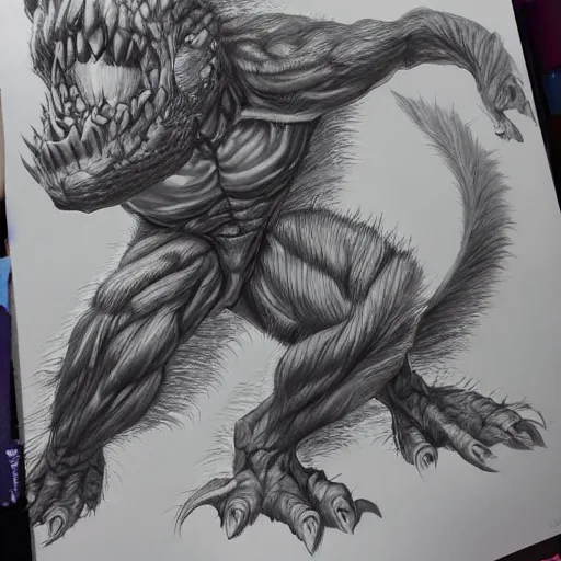 a giant monster painted by Yusuke Murata, realistic Stable Diffusion