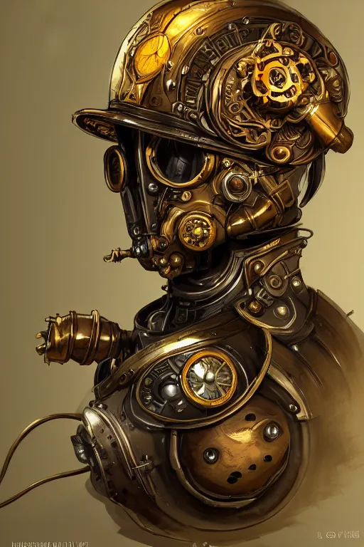 Image similar to steampunk helmet fantasy art mask robot ninja stylized digital illustration sharp focus, elegant intricate digital painting artstation concept art global illumination ray tracing advanced technology chaykin howard and campionpascale and cooke darwyn and davis jack